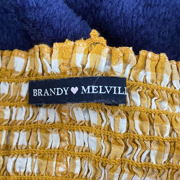 Brandy Melville Yellow/Orange & White Gingham Cropped Tube Top - Picture 4 of 4